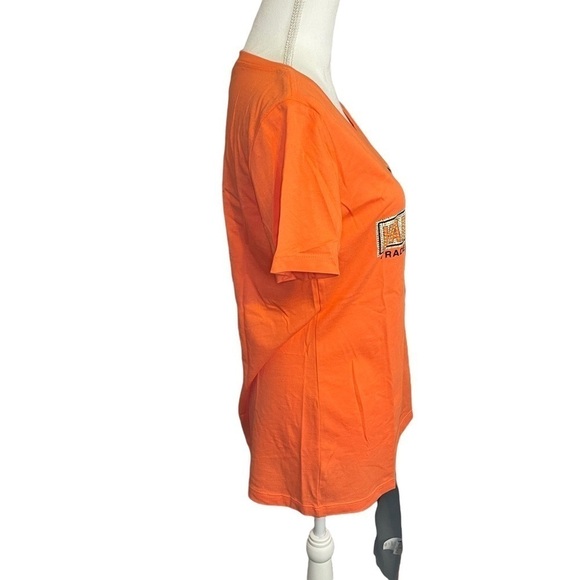 Harley Davidson Orange Short Sleeve Crew Neck T-shirt With Rhinestone Logo. Med. - Picture 4 of 13